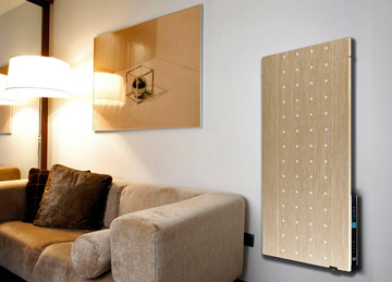 Radiant wall-mount heater in livingroom.
